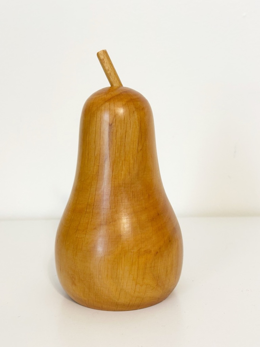 Vintage Hand Carved Solid Wood Decorative Pear Figurine - 7" - Picture 4 of 4
